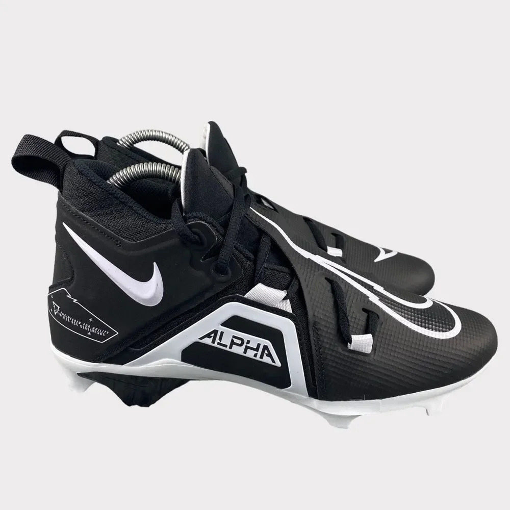 NEW NIKE ALPHA Menace Pro 3 Black White Football Cleats Mens 8.5 Lace Up Shoes‎